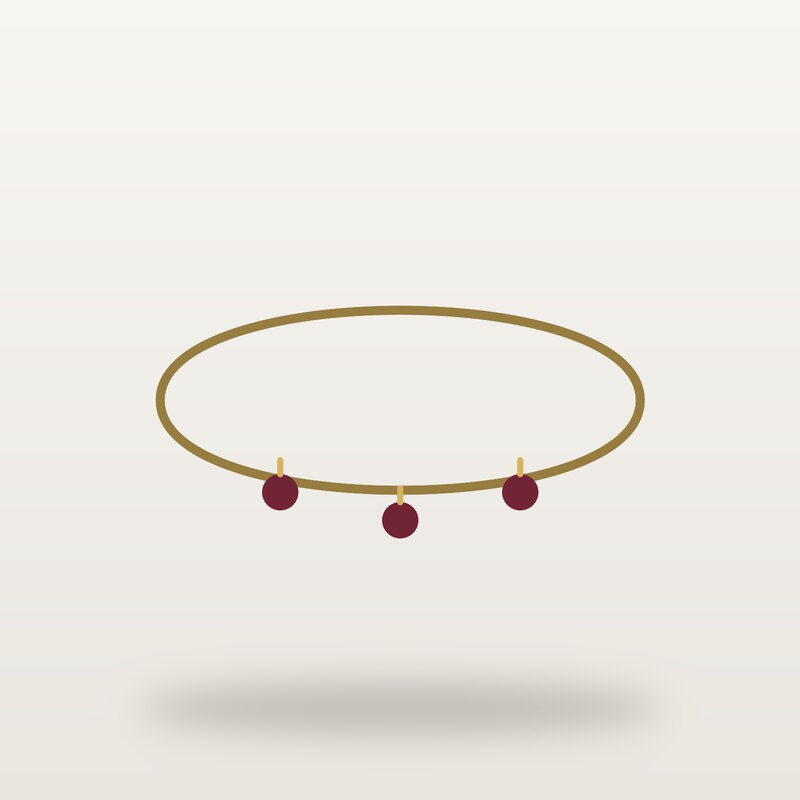 Gold-Plated Anklet, Burgundy