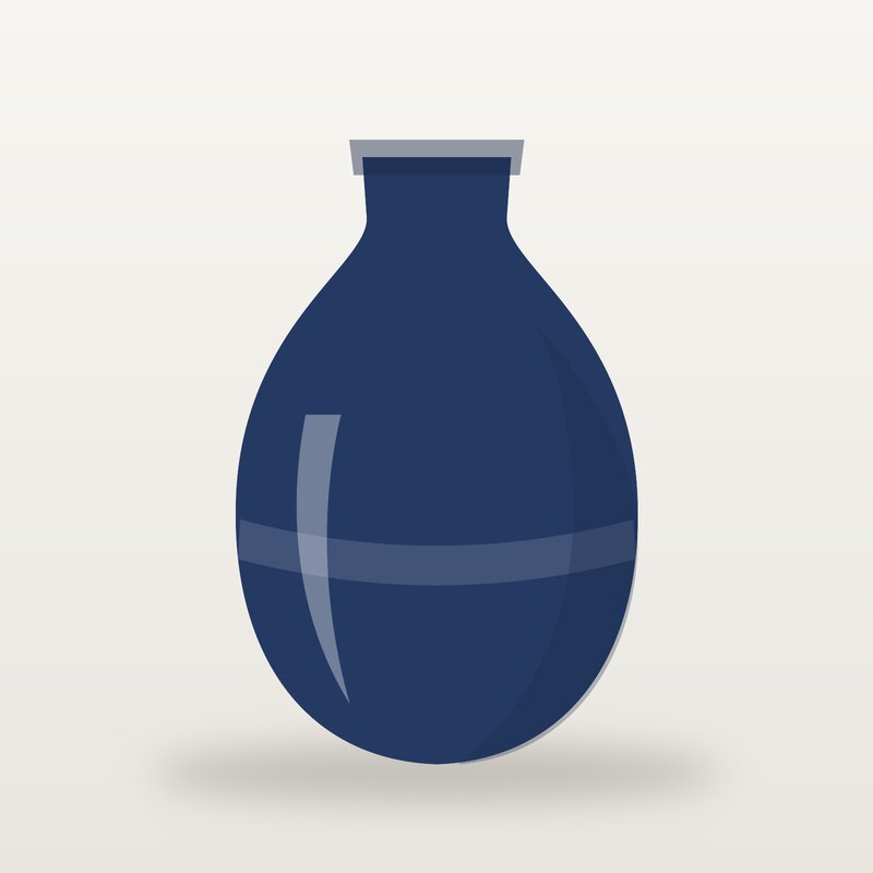 Linen Ceramic Vase, Navy