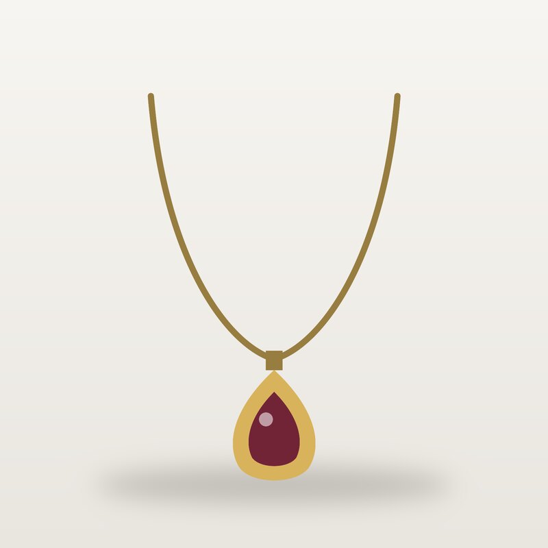 Gold-Plated Pendant, Burgundy