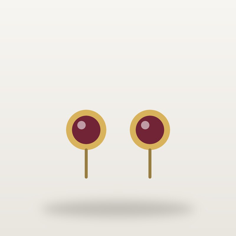 Gold-Plated Stud Earrings, Burgundy