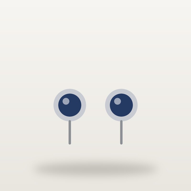 Silver Stud Earrings, Navy