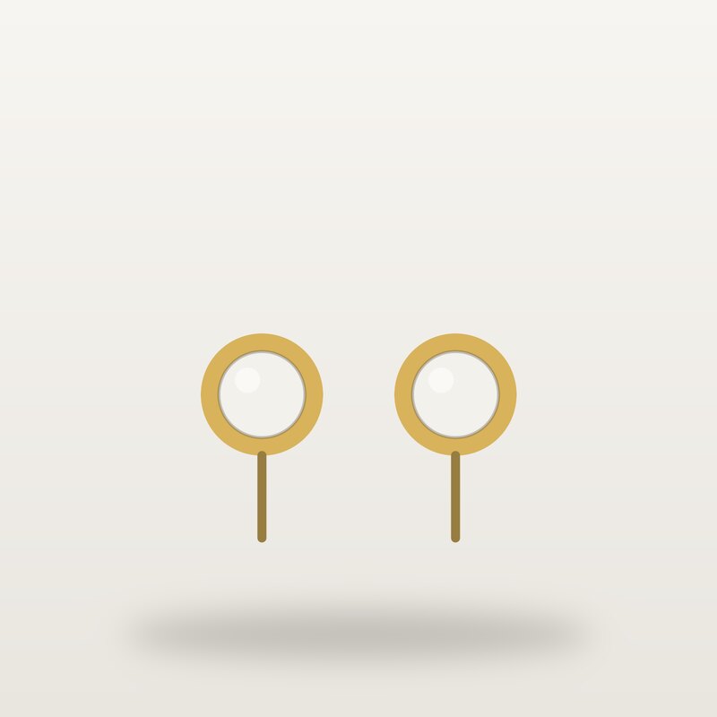 Gold-Plated Stud Earrings, White