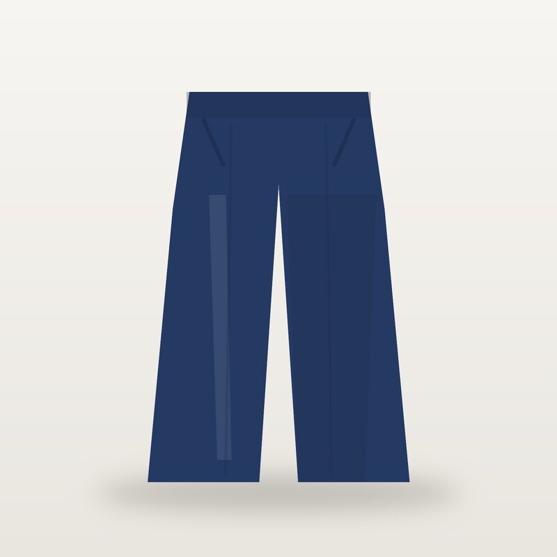 Cotton Wide-Leg Trousers, Navy