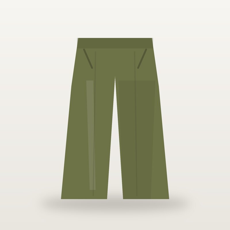 Cotton Wide-Leg Trousers, Olive